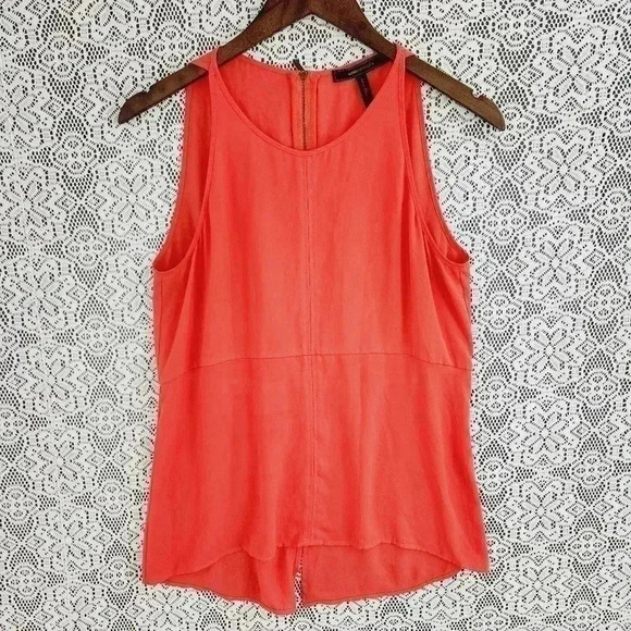 BCBGMaxAzria Tank Top Scoop neck Slit Back Chiffon S - Picture 1 of 5